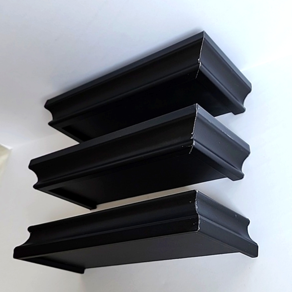 Wooden Black Mini Shelf Set Of 3